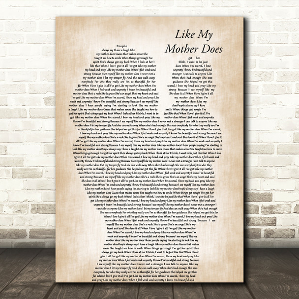 Lauren Alaina Like My Mother Does Mother & Baby Song Lyric Art Print