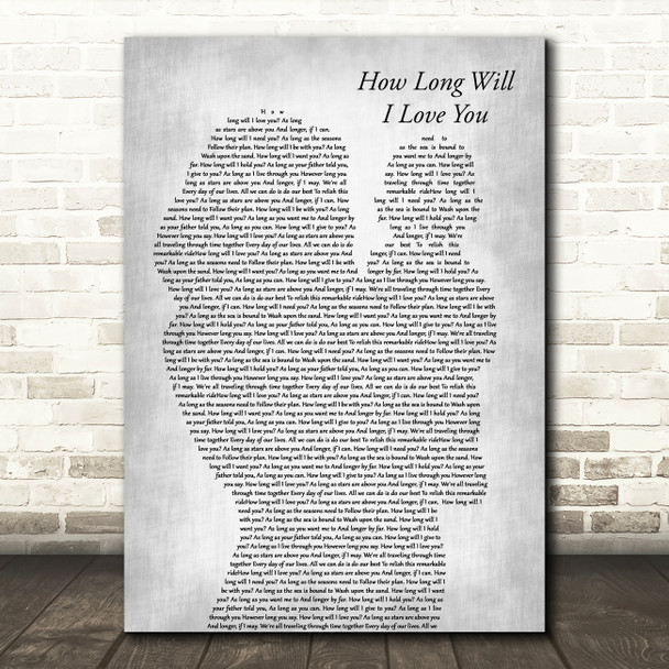 Ellie Goulding How Long Will I Love You Mother & Baby Grey Song Lyric Art Print