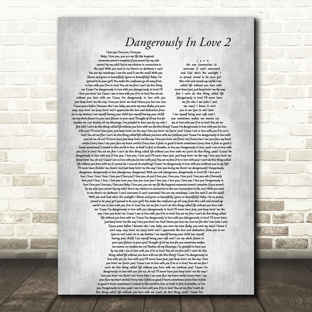 Beyoncé Dangerously In Love 2 Mother & Baby Grey Song Lyric Art Print