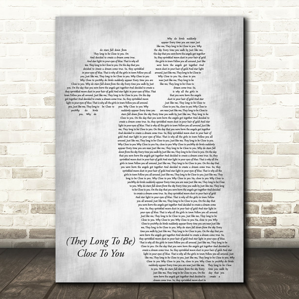 The Carpenters (They Long To Be) Close To You Mother & Child Grey Song Lyric Art Print