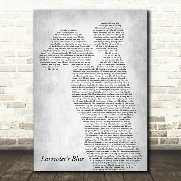 Nursery Rhymes 123 Lavender's Blue Mother & Child Grey Song Lyric Art Print