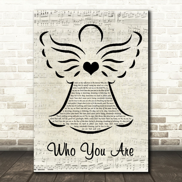 Jessie J Who You Are Music Script Angel Song Lyric Art Print