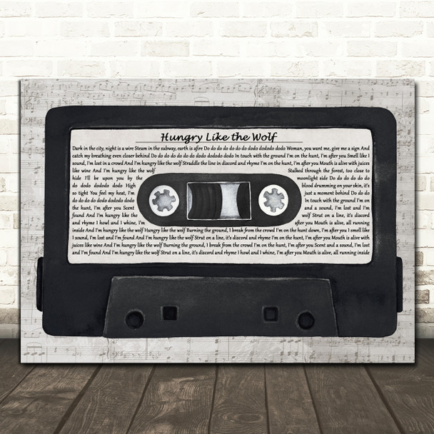 Duran Duran Hungry Like the Wolf Music Script Cassette Tape Song Lyric Art Print