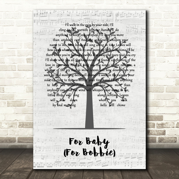 John Denver For Baby (For Bobbie) Music Script Tree Song Lyric Art Print