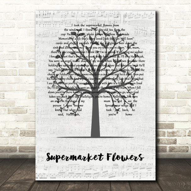Ed Sheeran Supermarket Flowers Music Script Tree Song Lyric Art Print