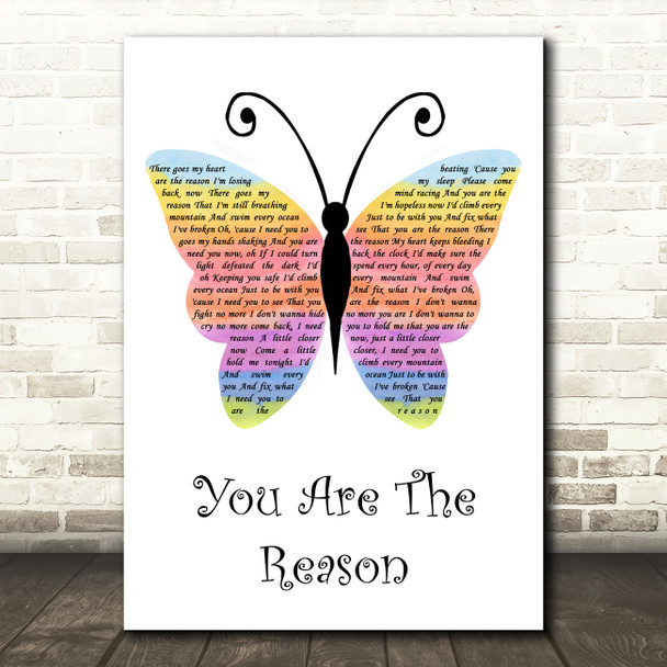 Callum Scott & Leona Lewis You Are The Reason Rainbow Butterfly Song Lyric Art Print