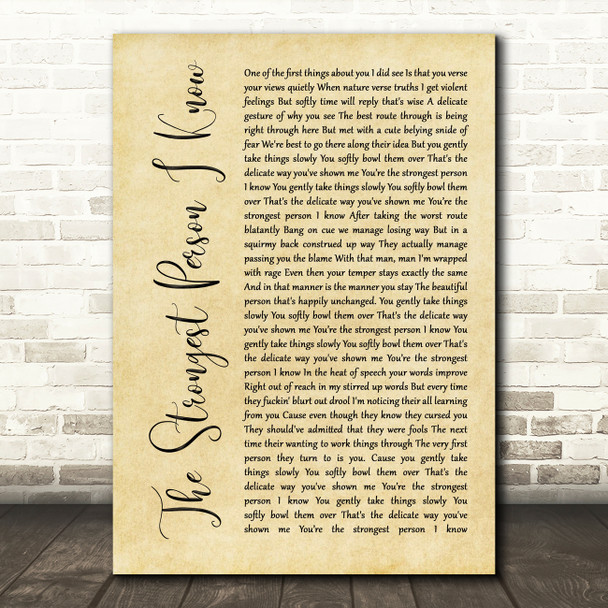 The Streets The Strongest Person I Know Rustic Script Song Lyric Art Print