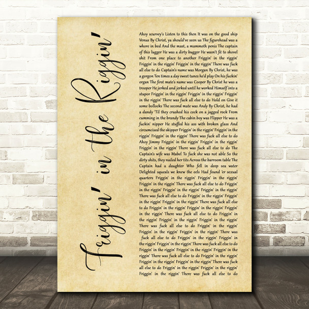 Sex Pistols Friggin in the Riggin Rustic Script Song Lyric Art Print