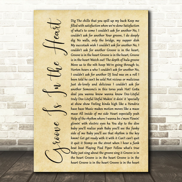 Deee-Lite Groove Is In the Heart Rustic Script Song Lyric Art Print