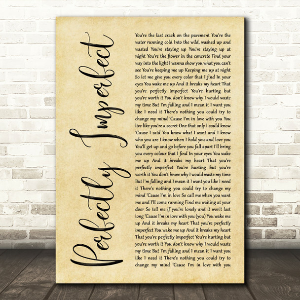 Declan J Donovan Perfectly Imperfect Rustic Script Song Lyric Art Print