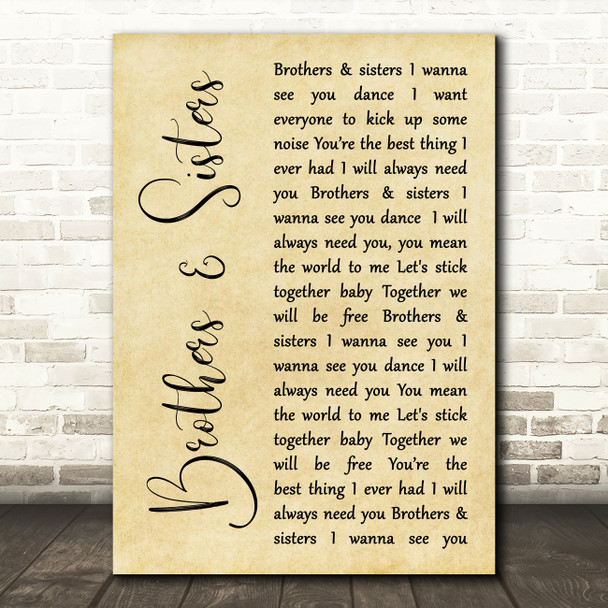 2 Funky 2 Brothers & Sisters Rustic Script Song Lyric Art Print