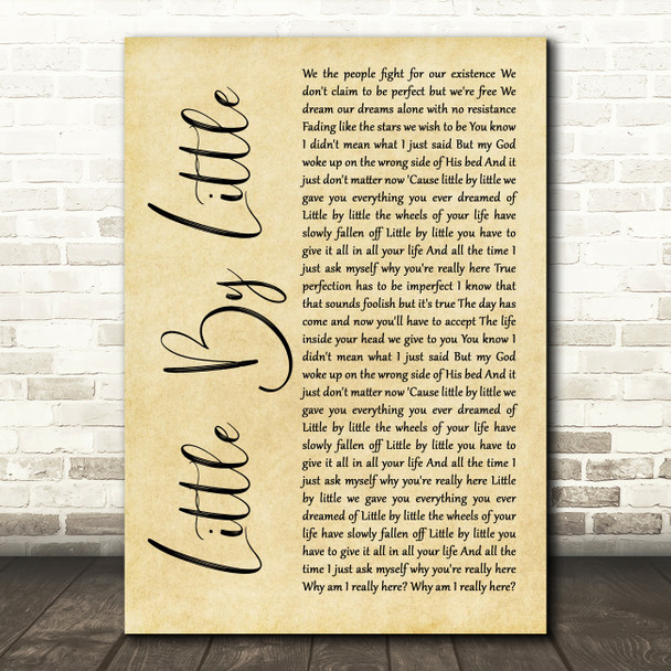 Oasis Little By Little Rustic Script Song Lyric Art Print