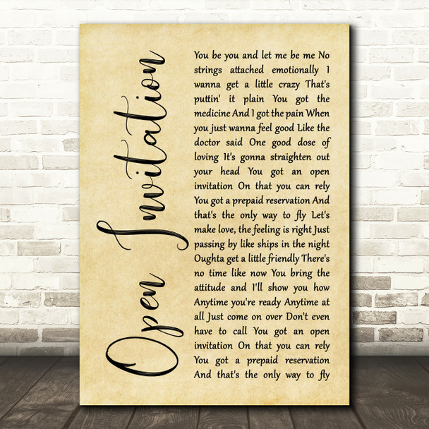Santana Open Invitation Rustic Script Song Lyric Art Print