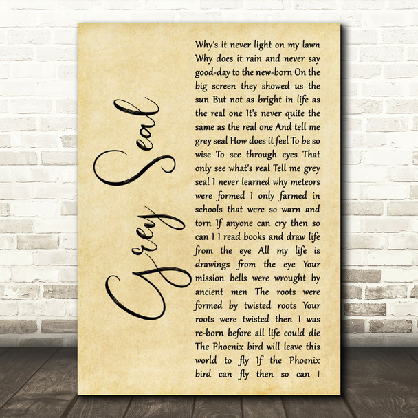 Elton John Grey Seal Rustic Script Song Lyric Art Print