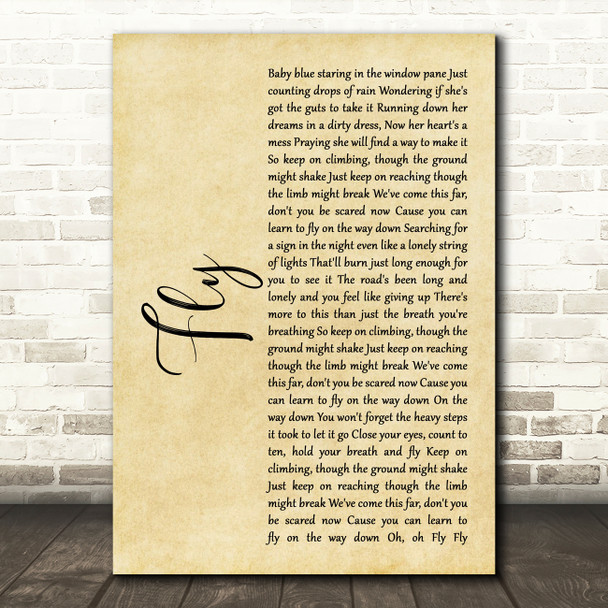 Maddie & Tae Fly Rustic Script Song Lyric Art Print