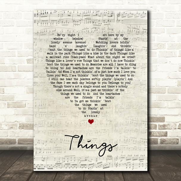 Robbie Williams Things Script Heart Song Lyric Music Art Print