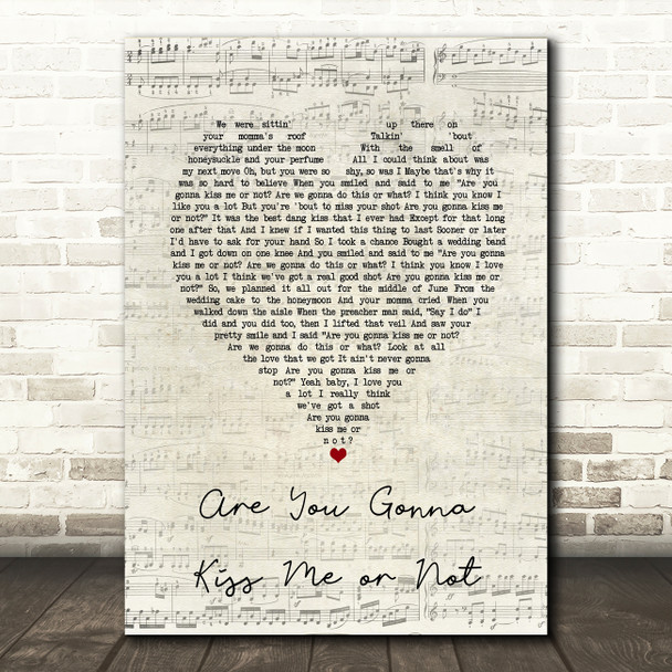 Thompson Square Are You Gonna Kiss Me or Not Script Heart Song Lyric Art Print