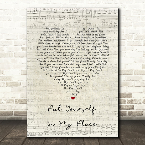 The Elgins Put Yourself in My Place Script Heart Song Lyric Art Print