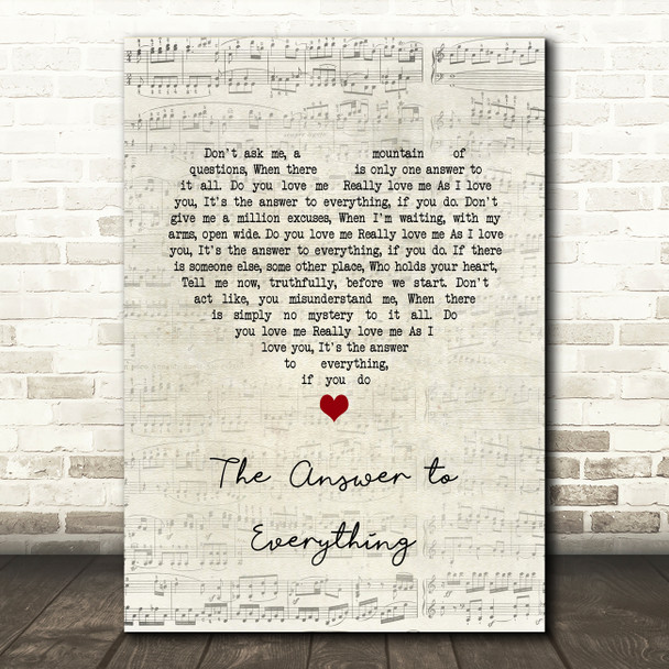 Joe Dolan The Answer to Everything Script Heart Song Lyric Art Print