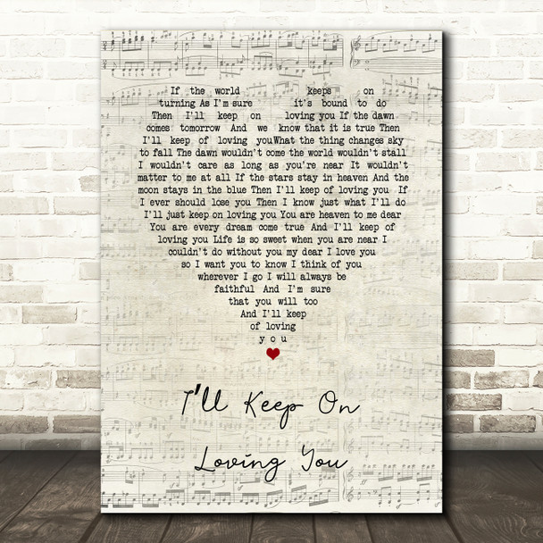 Ray Price Ill Keep On Loving You Script Heart Song Lyric Art Print