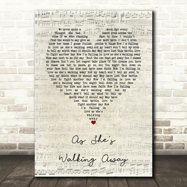 Zac Brown Band As She's Walking Away Script Heart Song Lyric Art Print