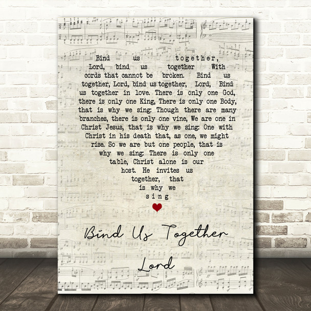 John Keys Bind Us Together Lord Script Heart Song Lyric Art Print