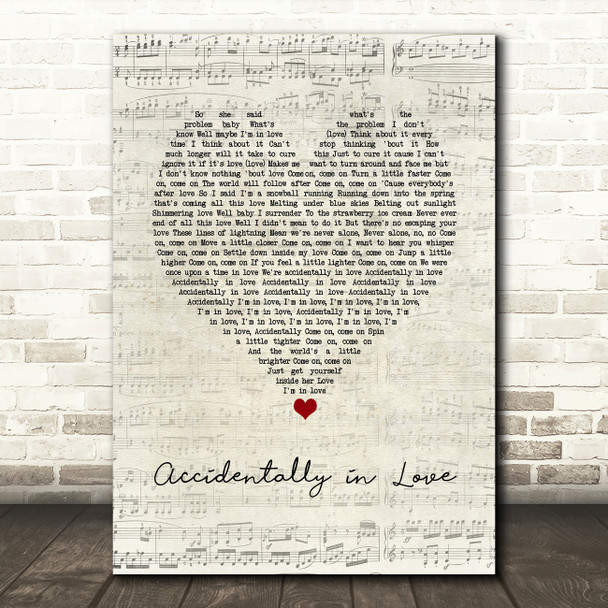 Counting Crows Accidentally in Love Script Heart Song Lyric Art Print