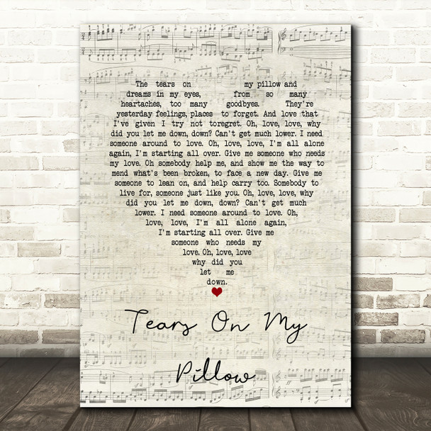 Donny Osmond Tears On My Pillow Script Heart Song Lyric Art Print