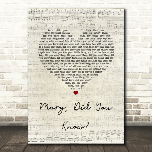 Pentatonix Mary, Did You Know Script Heart Song Lyric Art Print