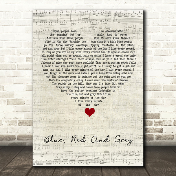 The Who Blue, Red And Grey Script Heart Song Lyric Art Print