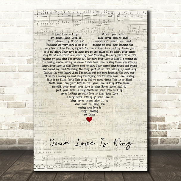 Sade Your Love Is King Script Heart Song Lyric Art Print
