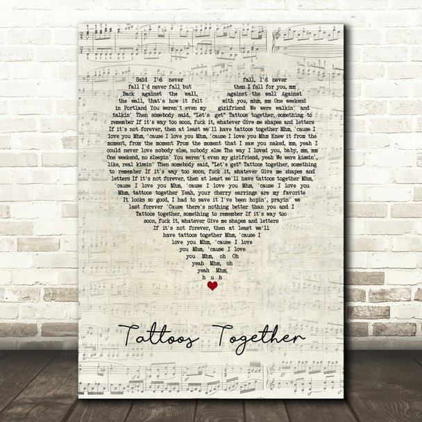 Lauv Tattoos Together Script Heart Song Lyric Art Print