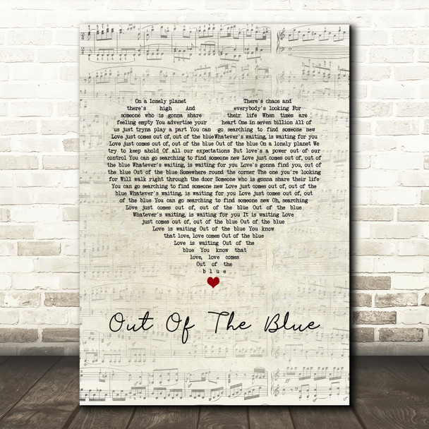 Mike + The Mechanics Out Of The Blue Script Heart Song Lyric Art Print