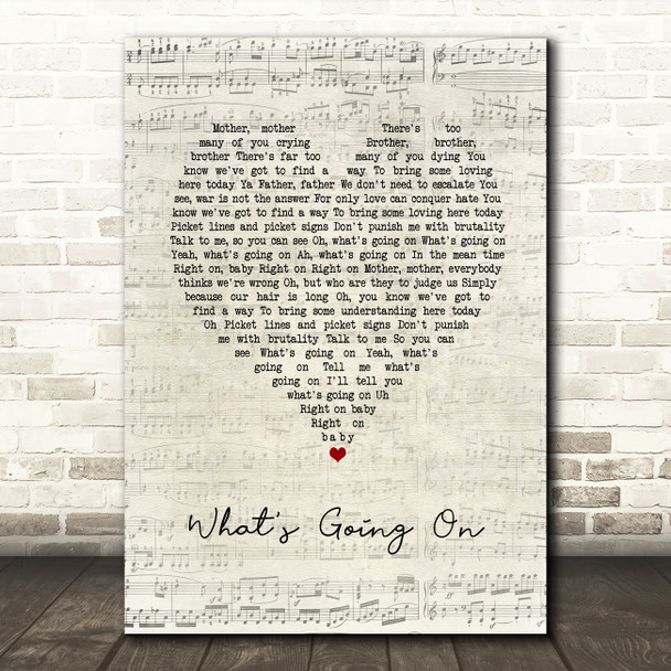 Marvin Gaye What's Going On Script Heart Song Lyric Art Print