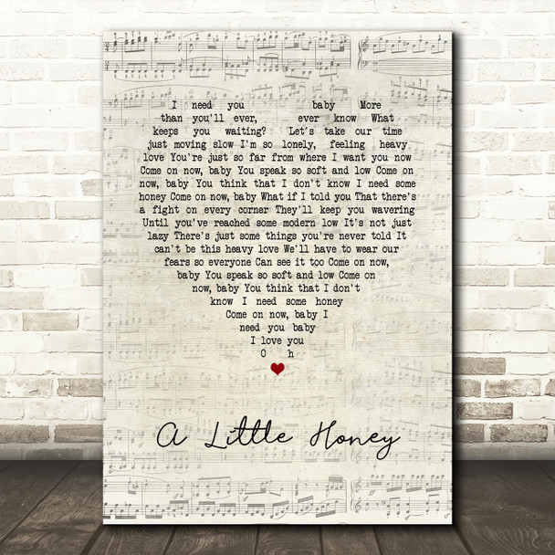 Nathaniel Rateliff & The Night Sweats A Little Honey Script Heart Song Lyric Art Print