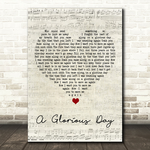 Embrace A Glorious Day Script Heart Song Lyric Art Print