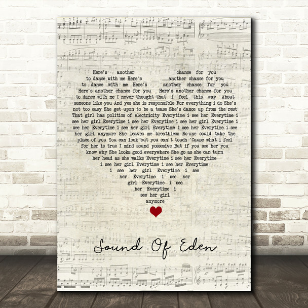 Shades of Rhythm Sound Of Eden Script Heart Song Lyric Art Print
