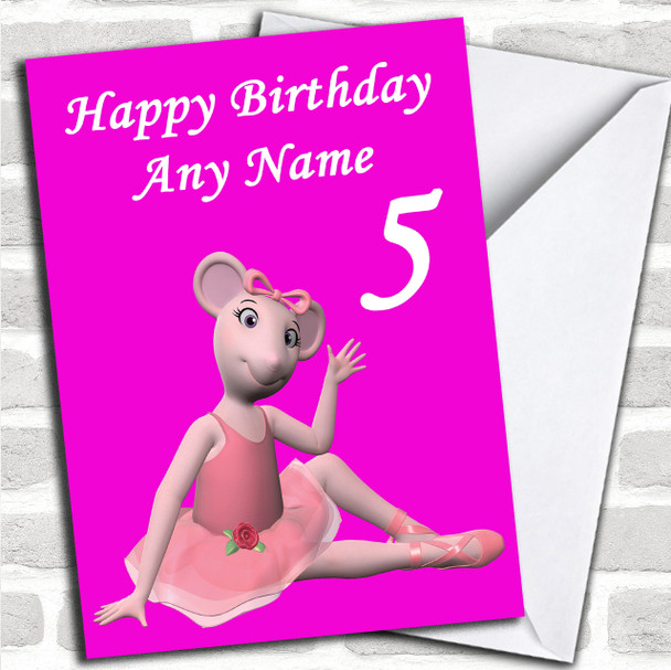 Pink Angelina Ballerina Personalized Birthday Card
