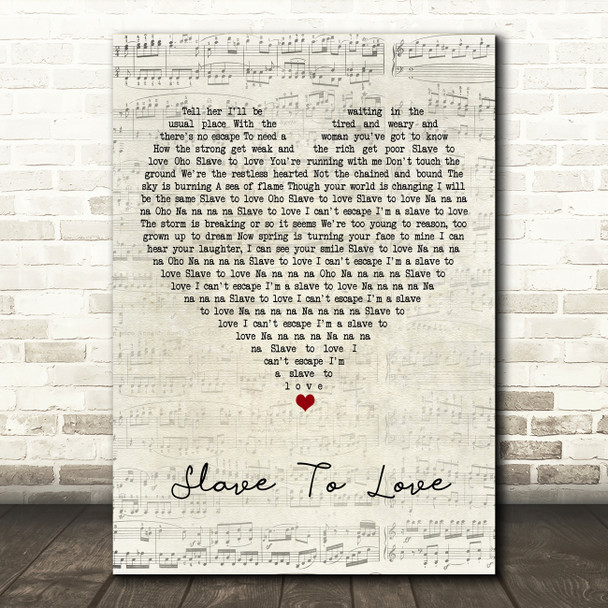 Bryan Ferry Slave To Love Script Heart Song Lyric Art Print