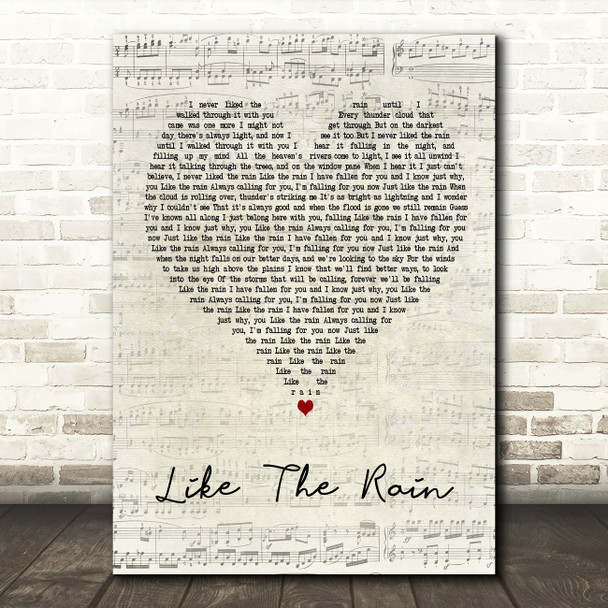 Clint Black Like The Rain Script Heart Song Lyric Art Print