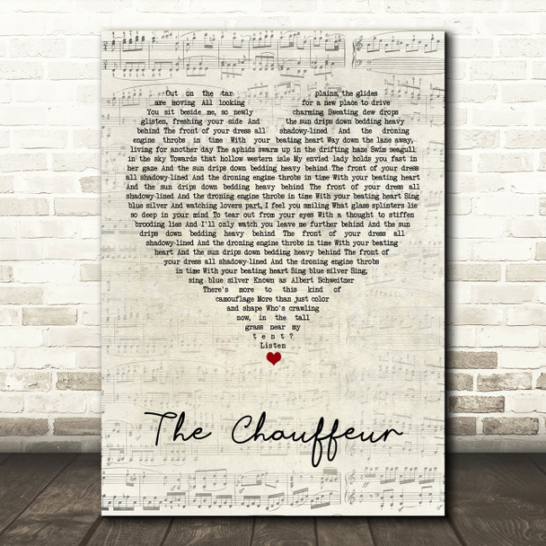 Duran Duran The Chauffeur Script Heart Song Lyric Art Print