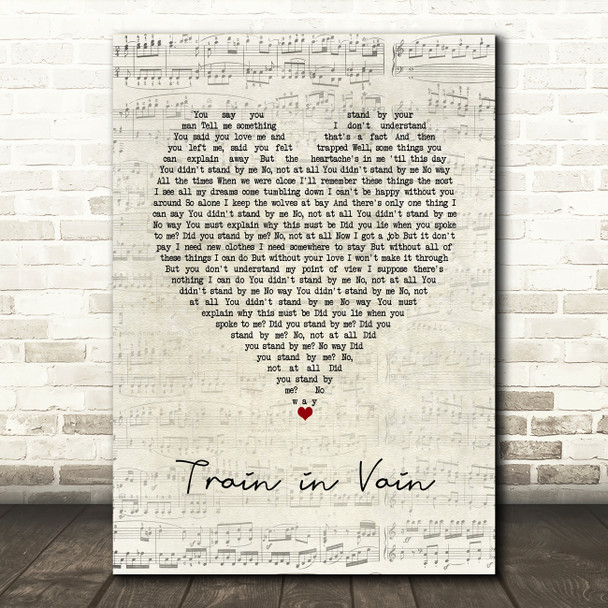 The Clash Train in Vain Script Heart Song Lyric Art Print