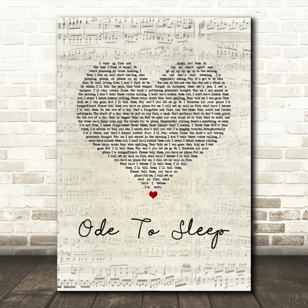 Twenty One Pilots Ode To Sleep Script Heart Song Lyric Art Print