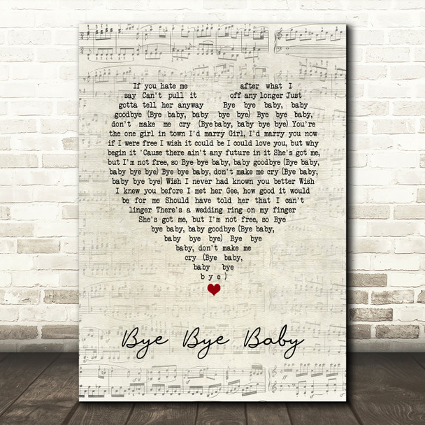 Bay City Rollers Bye Bye Baby Script Heart Song Lyric Art Print