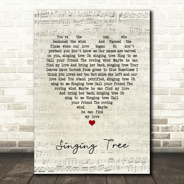 Elvis Presley Singing Tree Script Heart Song Lyric Art Print