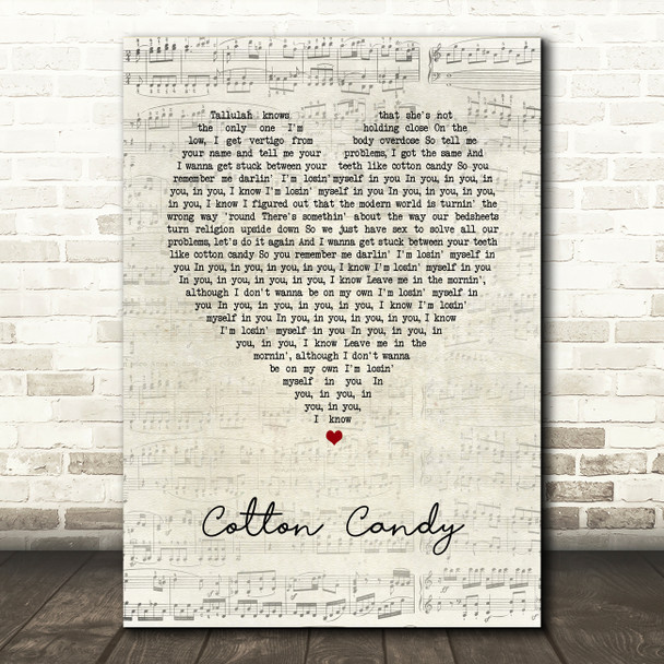 Yungblud cotton candy Script Heart Song Lyric Art Print