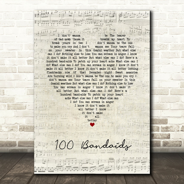 Faouzia 100 Bandaids Script Heart Song Lyric Art Print