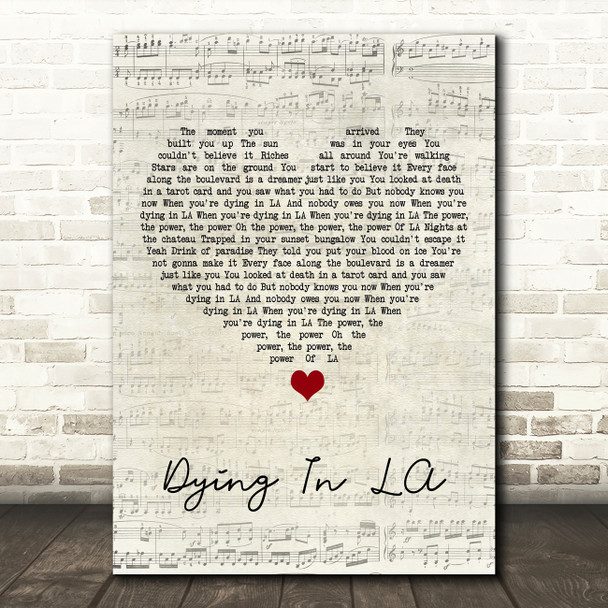 Panic! At The Disco Dying In LA Script Heart Song Lyric Art Print