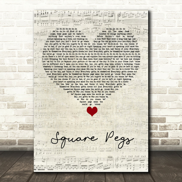 Kelsea Ballerini Square Pegs Script Heart Song Lyric Art Print