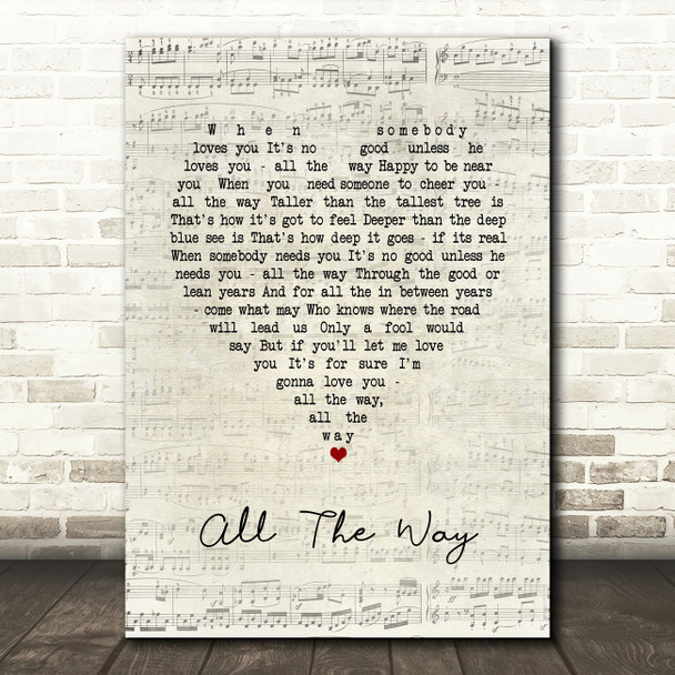 Billie Holiday All The Way Script Heart Song Lyric Art Print